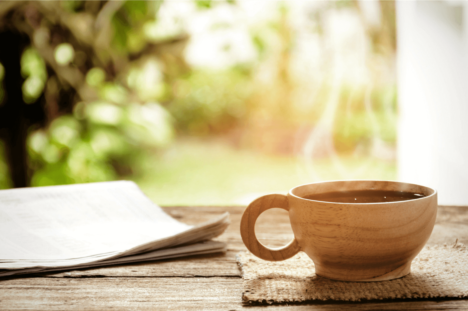 Warm tea while reading newsletters