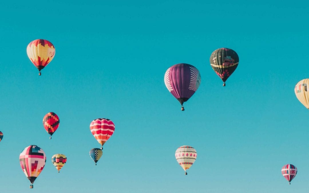 Hot air balloons flying high